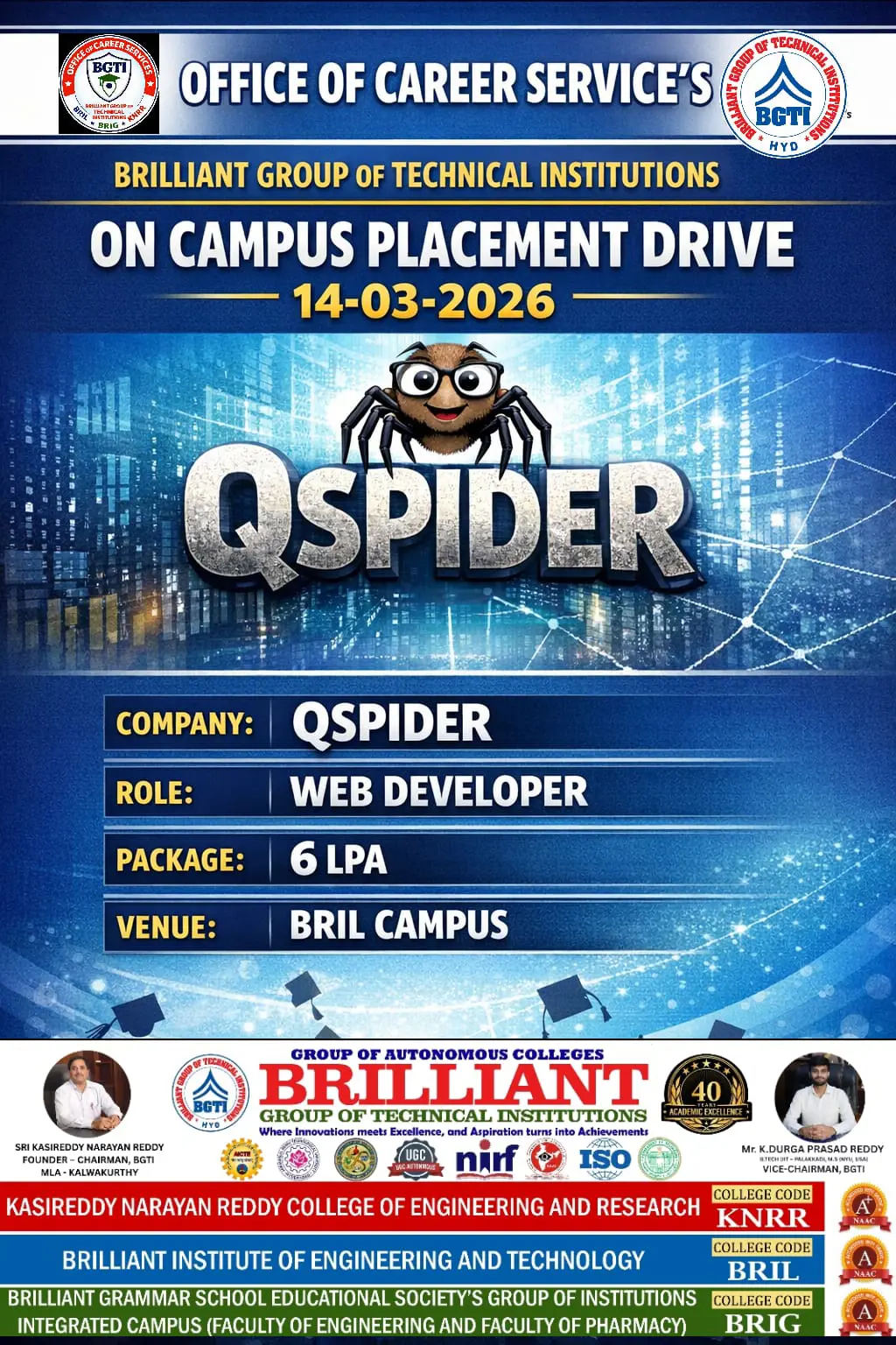 Q Spiders Web Developer Campus Drive - 14-03-2026